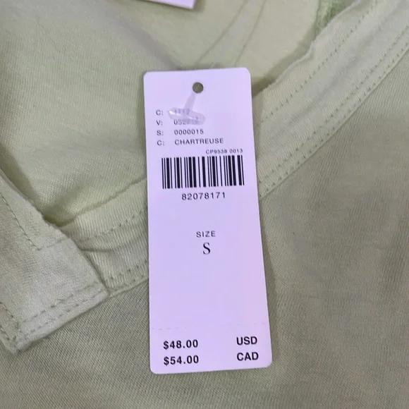 Anthropologie Maeve Flutter Sleeve Tee NWT Size S Chartreuse - Picture 8 of 10